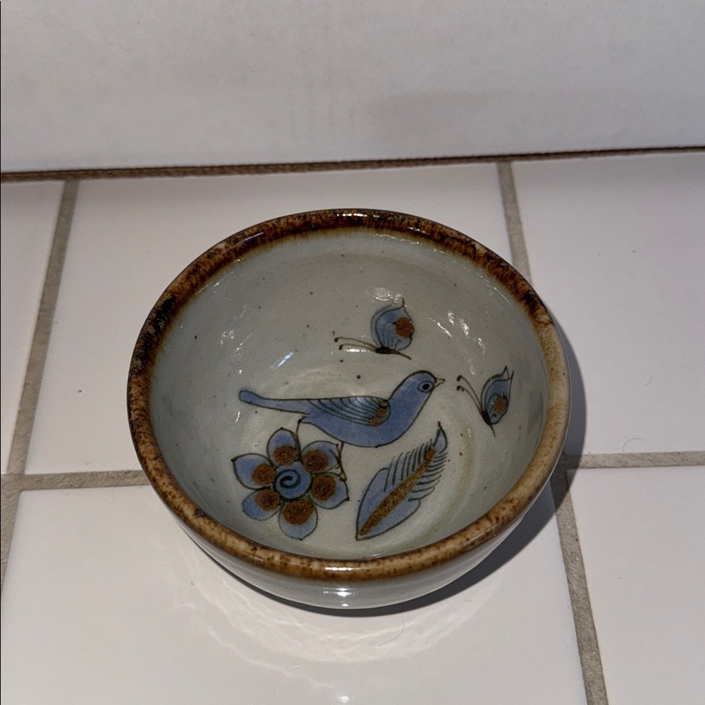 Ken Edwards Mexican TONALA POTTERY El Palomar 4” fruit bowl #1 🐈‍⬛